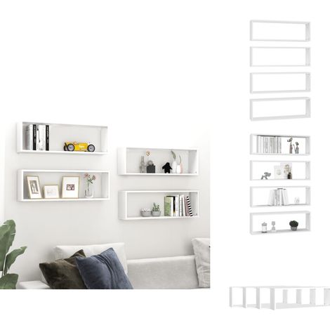 Étagères cube murales 4pcs Blanc 80x15x26,5cm bois d'ingénierie - Etagere Murale - Etageres Murales - Étagère Cube - Étagères Cubes - Décoration Murale (1/5)