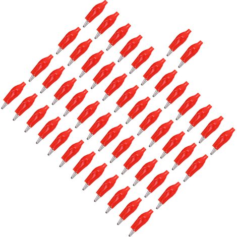 Lot de 50 Pinces Crocodile Mono-Branche avec Gaine PVC pour Test Électrique, Soudure Auto et Bricolage - Rouge (1/5)