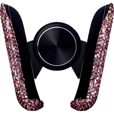 Support téléphone pour voiture avec strass clignotants, fixation sur ventilation, rotation 360°, compatible avec tous les smartphones (1/5)