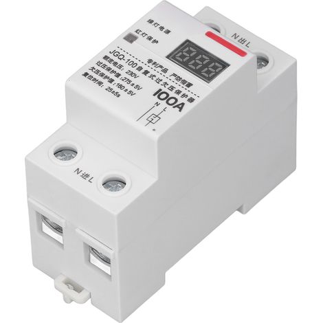 Dispositif de protection contre les surtensions et les sous-tensions 100 A, montage sur rail DIN, réarmement automatique, avec écran indicateur carré 230 V (1/5)