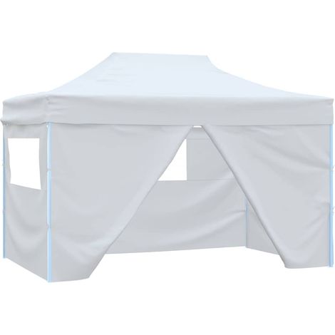 Tente de réception pliable Tonnelle de Jardin - Rapide à Installer de réception avec 4 parois 3 x 4,5 m Blanc BV513296 - BonneVie (1/5)