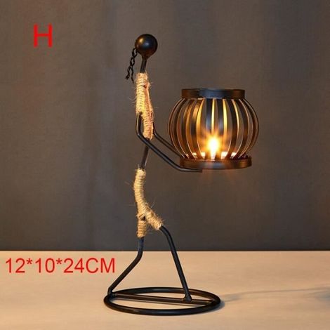 Tapez H Bougeoir créatif en fer, bougeoirs africains en métal, décoration de mariage, de noël, de maison, de (1/4)