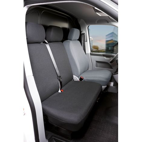 Passform Sitzbezug aus Stoff kompatibel mit VW T5, Doppelbank vorne klappbar (1/5)
