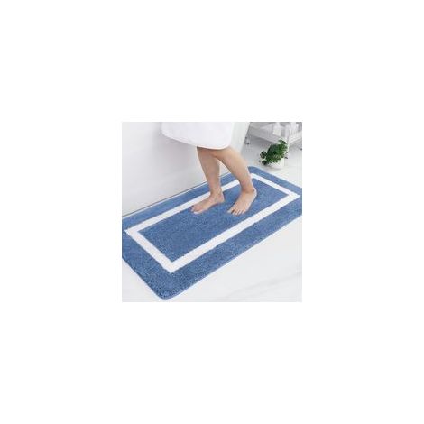 1 Badematte, Mikrofaser, rutschfest, saugfähig, 60 x 120 cm, blau, Badezimmer (1/5)