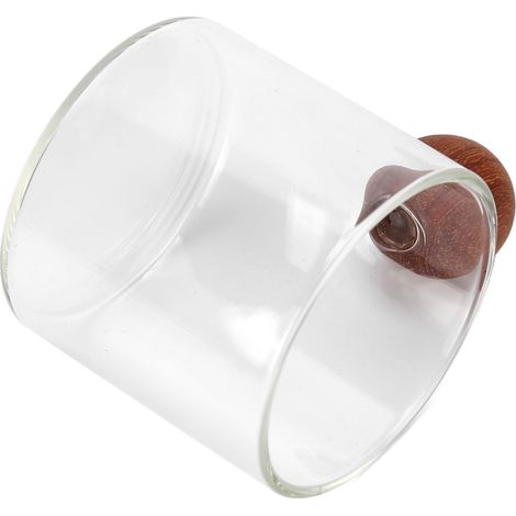 Transparente Glas-Kaffeetasse, hitzebeständig, mit Holzkugelgriff für Büro, Bar, Party (1/5)