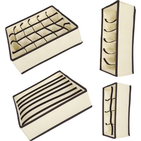 Lot de 4 boîtes de rangement pliables pour sous-vêtements, chaussettes, cravates, soutiens-gorge et serviettes. (1/5)