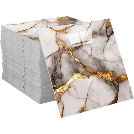 Lot de 24 panneaux muraux de douche autocollants et étanches, aspect marbre, 30 x 30 cm, en PVC, pour salles de bains familiales, cuisines et salons. (1/5)