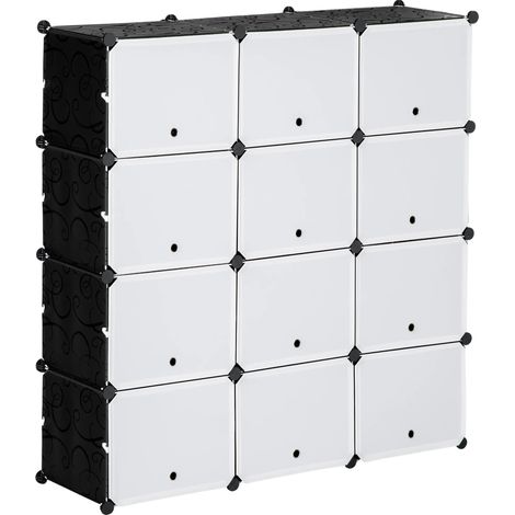 Armario modular, 125 x 32 x 125 cm, capacidad de 48 kg, 12 cubos, talla de calzado europea 42, fácil montaje. (1/5)