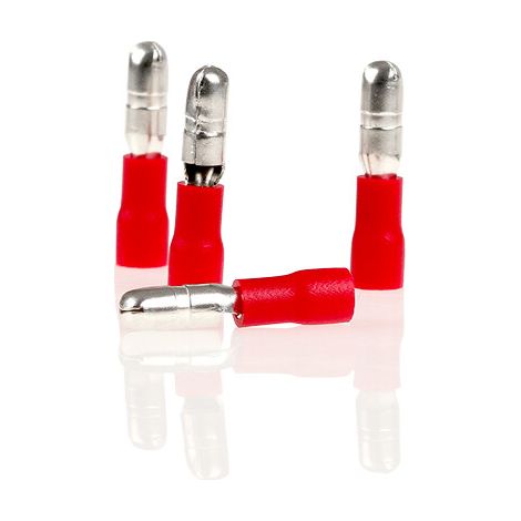 alca® Rundstecker rot 4,0mm 10St. 0,5-1,5 mm² AWG 22-16 teilisoliert männlich Rundsteckhülsen Quetschkabelschuhe Steckverbinder
