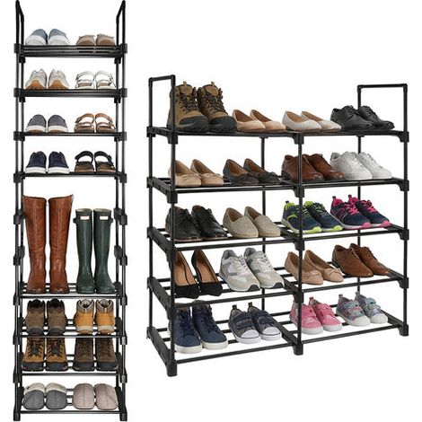 Schuhregal mit 10 Ebenen, für 20 Paar Schuhe, 45 x 30 x 174 cm, Schwarz