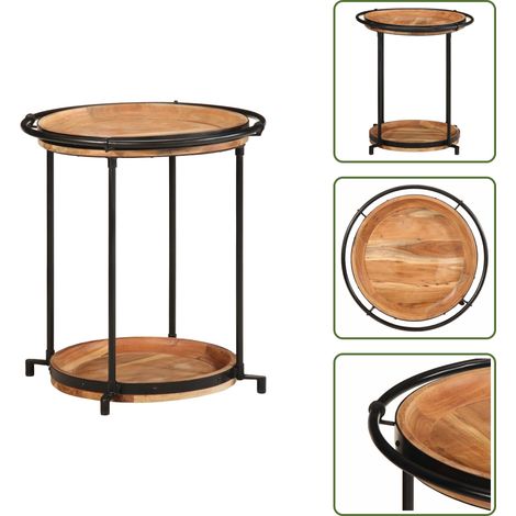 Beistelltisch Ø55x60 cm Massivholz Akazie - Beistelltisch - Beistelltische - Ablagetisch - Akzenttisch (1/5)