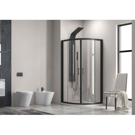 Parois de douche quart de cercle FLORA 200 noir 90x90 x190 cm