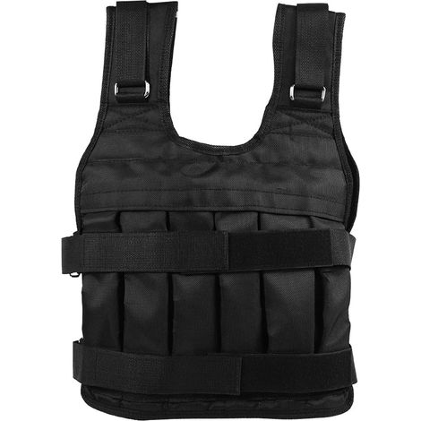 Gilet lesté, Gilet de Poids 55x44 Cm Tissu Oxford Noir Gilet lesté Robuste 50 Kg Gilet de Poids pour Hommes Veste de Musculation pour l'entraînement Fitness (1/5)