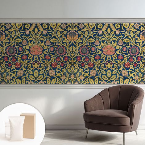 Papier peint intissé pour salon chambre à coucher peint imprimé Installation facile - Colle incluse gratuite Motif floral 250x104 cm (1/5)