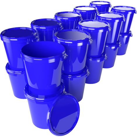 20x Seau Hobbock avec couvercle 31,5 L, qualité alimentaire bleu (1/5)