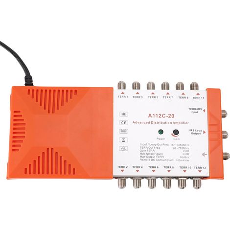 Amplificateur de distribution 12 canaux, répartiteur en cascade à boucle IRS pour système TV/CATV, compatible 4G LTE, filtre, prise UE 200-240 V (1/5)