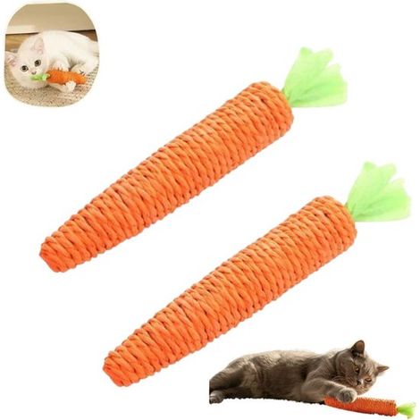 2 Stück Karottenspielzeug für Katzen Hundespielzeug Kauspielzeug Hunde-Zahnseide Kauspielzeug für Wohnungskatzen interaktives Spielzeug für (1/5)