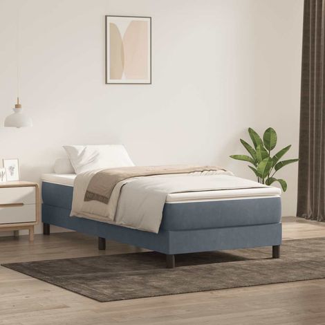 Boxspringbett ohne Matratze Dunkelgrau 90x220 cm Samt