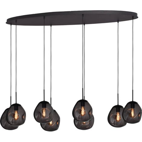 Lampe suspendue Lava Oval 8x verre à fumée Ø 24cm - 2764-05-160-60-80561