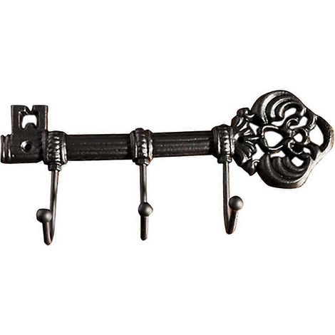 Vintage porte clés Three crochets mural noir fer vêtements cintre mur porte manteau Wallets cintre pour maison (1/5)