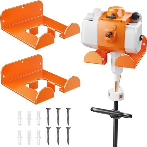 Set of 2 sturdy metal wall-mounted space-saving garden tool storage racks, 11.3 kg, garage hooks (1/5)