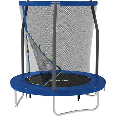 Trampoline pour enfants de 6 ans et plus avec filet de sécurité Ø183 x 200 cm Bleu (1/5)