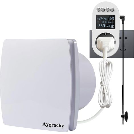 Ventilateur Extracteur d'Air 100mm avec Prise Intelligente Hygroréglable, Thermoréglable, Minuterie (1/5)