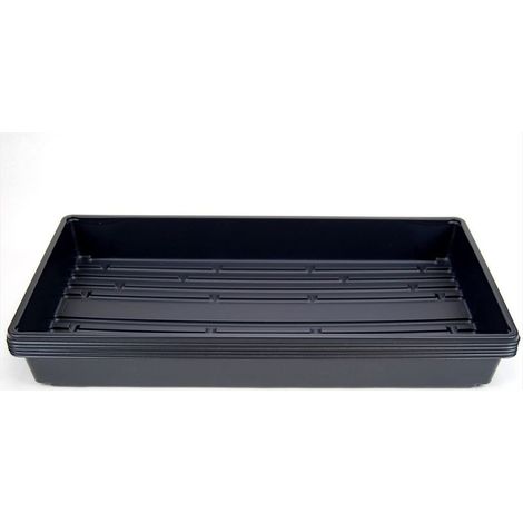 Lot de 5 plateaux de culture en plastique noir 54 cm x 28 cm – Sans drainage – Pour hydroponie, semis, micro-verts (1/4)