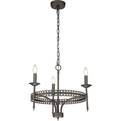Elstead Crown - Lampadario 3 Luci Finitura Ferro, E14 (1/4)