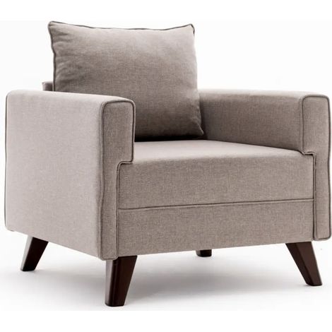 Fauteuil 1 place tissu beige Kandy 82cm (1/5)