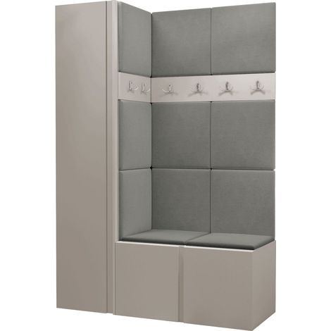 Conjunto para recibidor Pinis IX, Polo 894, 186x124x46cm, Aglomerado laminado, Tapiz, Colocada, Montada en la pared (1/5)
