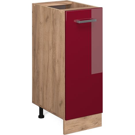 Unterschrank R-Line, Bordeaux Hochglanz, 30 cm ohne Arbeitsplatte, Vicco