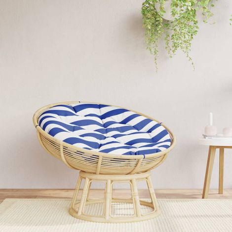 Coussin rond,Coussin d'assise Confortable rayure bleue/blanche Ø 100 x11 cm tissu oxford -AD70950 (1/5)