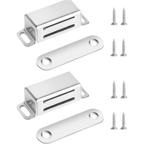 Ferme-porte Magnetique - Ferme-porte Magnetique En Acier Inoxydable - Pour Armoires Tiroirs Portes De Cuisine - Lot De 2 (1/5)
