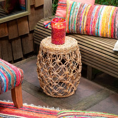 Table d'appoint ronde 30x55 cm en cordage naturel (1/5)
