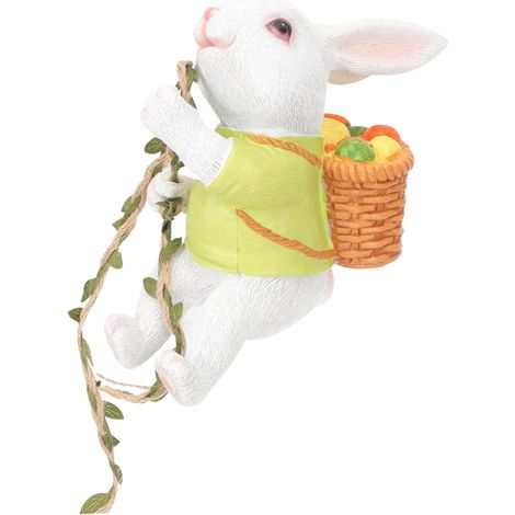 Figurine De Lapin Résine Décoration Animalière pour Jardin Et Intérieur Modèle De Pâques Style Cartoon Accessoire Élégant pour Maison Et Balcon Décoration De Fête Et (1/5)