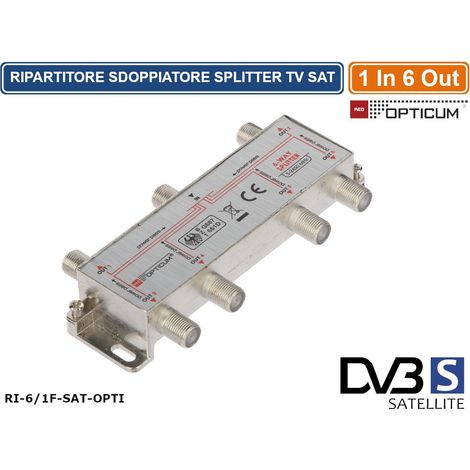 RIPARTITORE SPLITTER MOLTIPLICATORE SEGNALE TV SATELLITARE 15.9 db 1 IN 6 OUT (1/2)