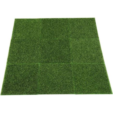 Tapis de Gazon Artificiel Lavable, 10 Pièces, Fausse Pelouse pour Bricolage, Décor de Paysage, Maison Poupée, Aquarium (1/5)