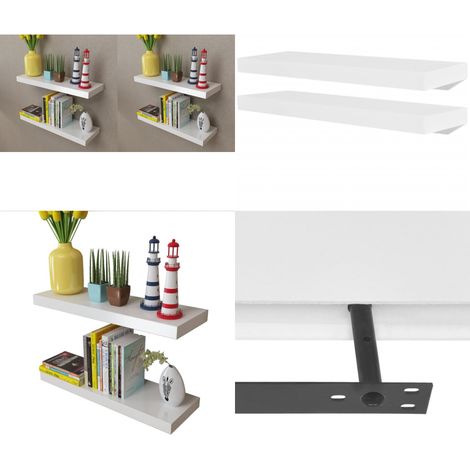 Étagères murales 4 pcs Blanc 60 cm - Etagere Murale - Étagères Murales - Rangement Mural - Decoration Murale - Meuble Mural - Home & Living (1/5)