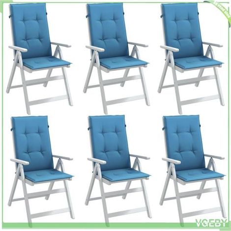 4002426 Coussins de chaise à dossier haut lot de 6 bleu mélangé tissu (1/5)