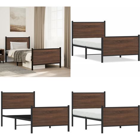 Metallbett ohne Matratze Braun Eichen-Optik 90x190 cm - Metallbett - Doppelbett - Boxspringbetten - Bettsystem - Schlafzimmereinrichtung - Home & Living (1/5)