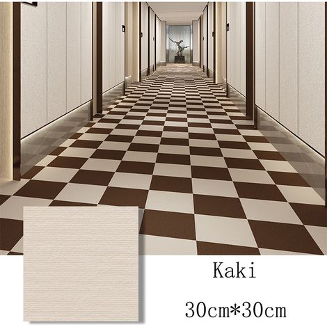 Paquet de 10 dalles de moquette antidérapantes pour usage domestique et commercial, faciles à installer（Kaki） (1/5)