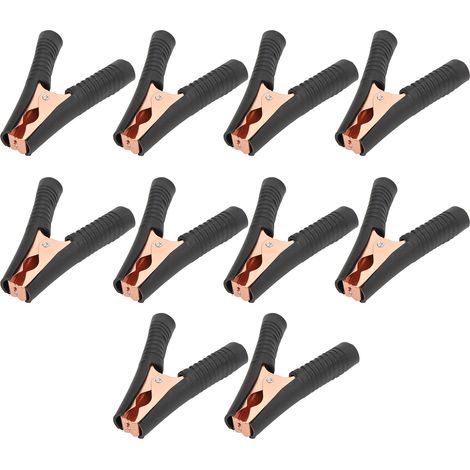 Lot de 10 pinces de batterie, courant nominal 100 A, ouverture de 20 mm, pinces de test de batterie légères adaptées aux voitures et aux camions, noires. (1/5)