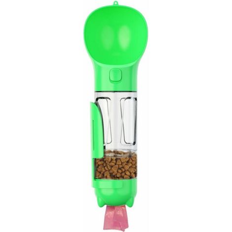 Bouteille d'eau pour animaux de compagnie, tasse à eau étanche pour chien, 300 ml, distributeur 4-en-1, avec pelle à ordures, contenant de nourriture, boîte de sac poubelle