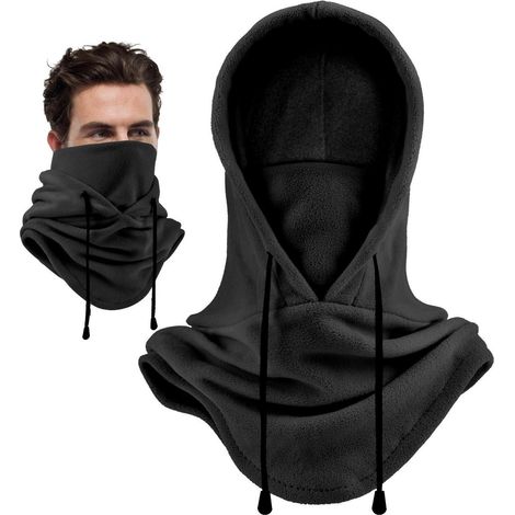 Cagoule polaire multifonction 5 en 1, coupe-vent, pour homme et femme, taille unique, noir (1/5)