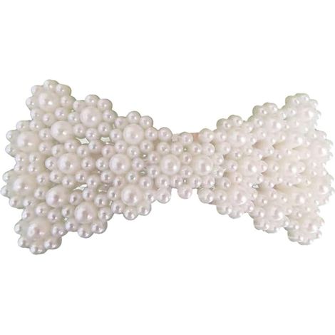 Pinces à Cheveux en Fausses Perles pour Femmes (arc fleur) Matériau en Fer Plastique, Bords Doux Accrocs, adapté aux Cheveux épais ou Fins, pour une Utilisation Quotidienne (1/5)