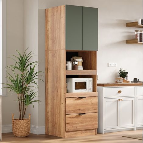 Armadio da cucina 60 x 45 x 200 cm in MDF verde con ripiani scorrevoli - CHICFURN (1/5)