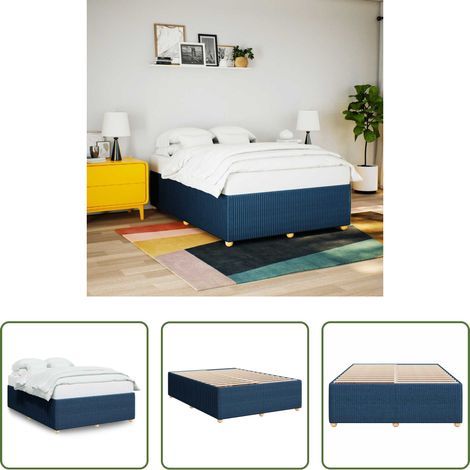 Sommeil -  Cadre de lit sans matelas bleu 160x200 cm tissu (1/5)