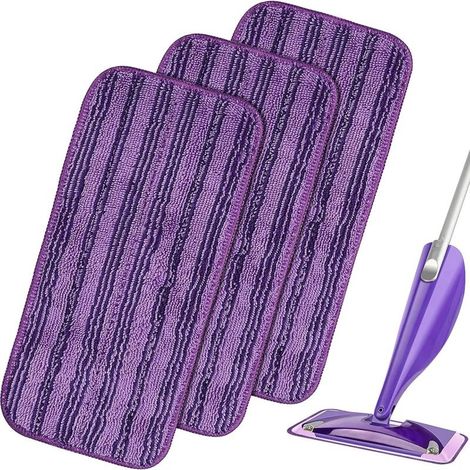 3PCS Lingettes Reutilisable pour Swiffer WetJet Wood, Serpillières en Microfibre Remplacement, Chiffon Rechange pour Swiffer Wet Jet Balai Spray, Tampons de Vadrouille en Microfibre Lavable-Voilet (1/5)