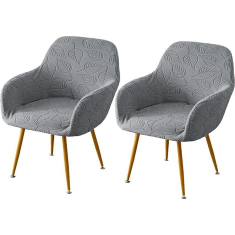 Housses de chaise avec accoudoirs extensibles, lot de 2, gris foncé (1/5)
